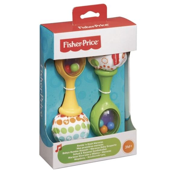 Fisher Price Rattle N Rock Maracas Infant Baby Toy Set of 2 Rattles - Picture 1 of 8